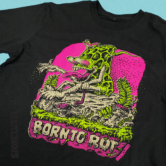 NEW Born to Rot Morel Mushroom Black Crew Neck T-Shirt