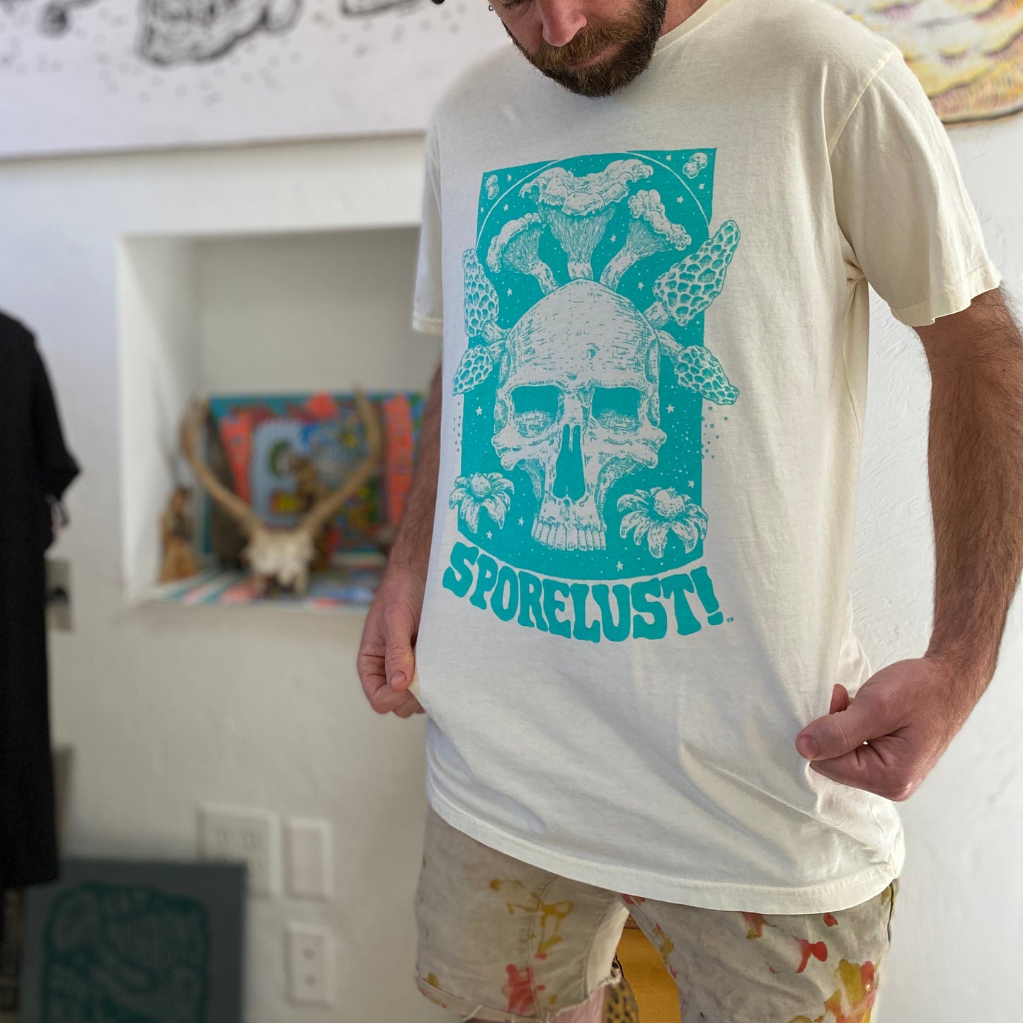Cornucopia Tee, Blue & Cream