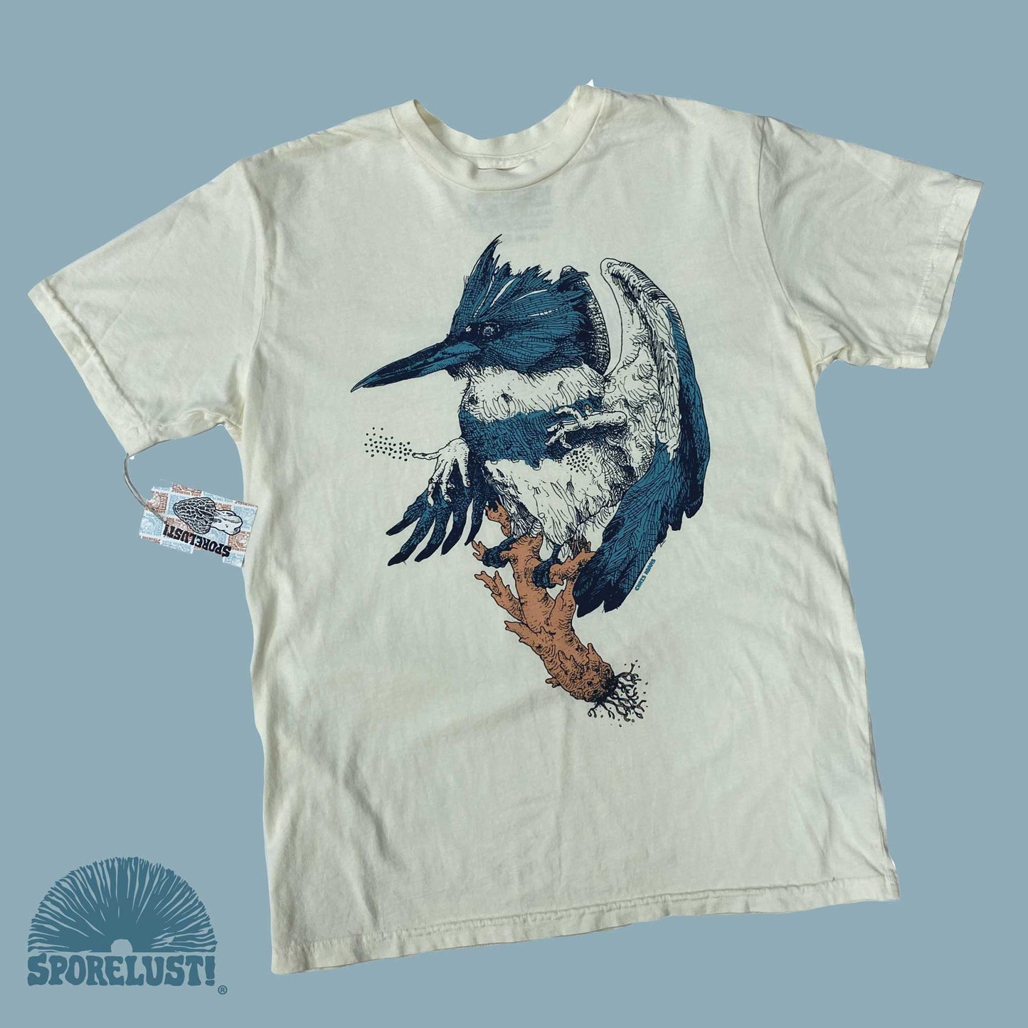 Belted Kingfisher and Coral Mushroom T-Shirt