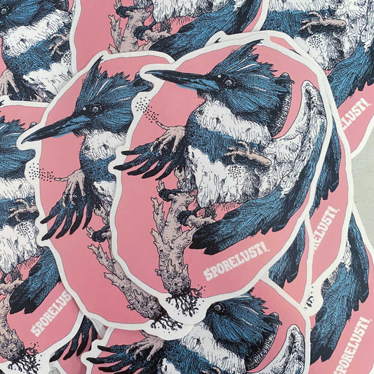 Kingfisher & Coral Mushroom Sticker