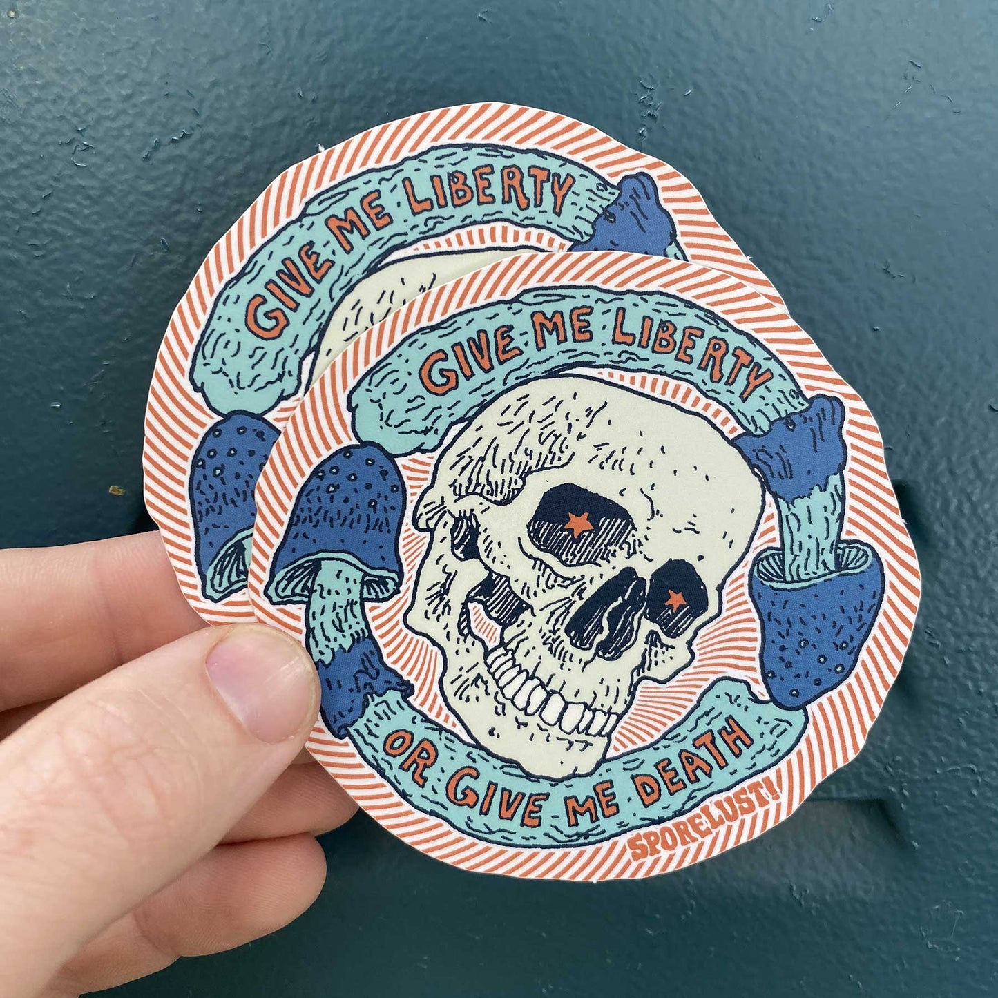 Liberty or Death Swirl Mushroom Sticker