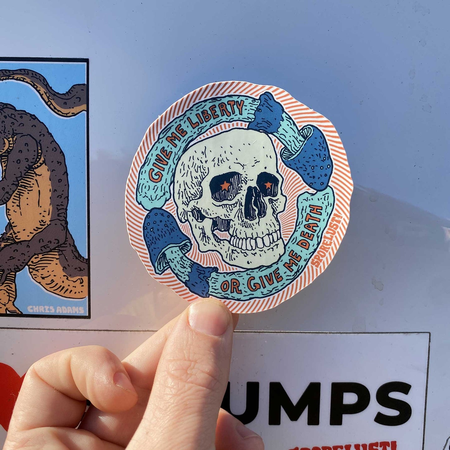 Liberty or Death Swirl Mushroom Sticker
