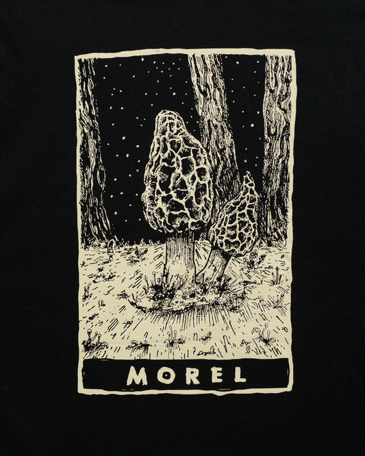 Morel Mushroom Shirt, Black Organic Cotton