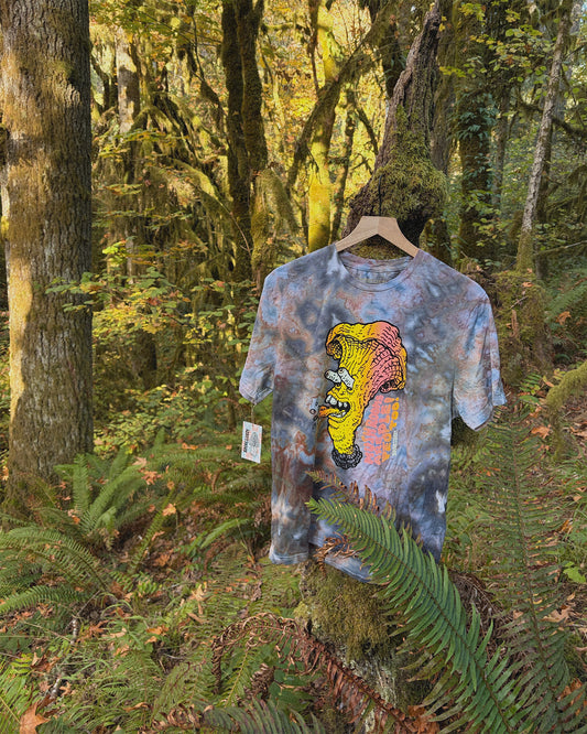 Mushrooms Are People Too Chanterelle T-shirt, Limited Ice Dye