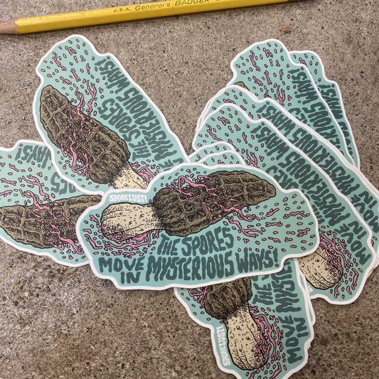 The Spores Move Morel Mushroom Sticker