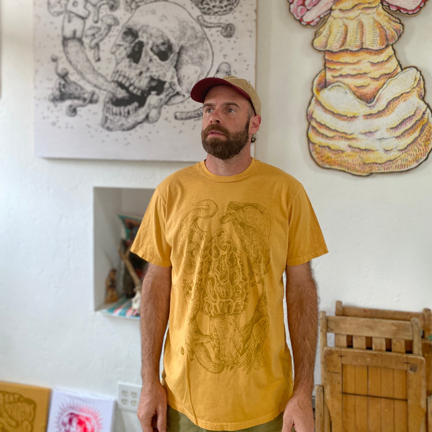 Court Morel Tee, Yellow on Yellow Organic Cotton