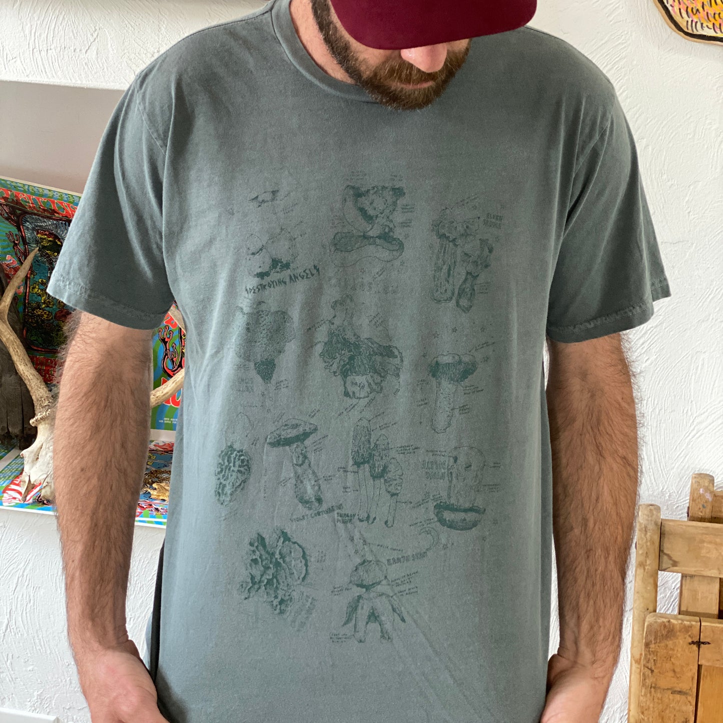 Field Notes Mushroom Tee, Green and Green Organic Cotton