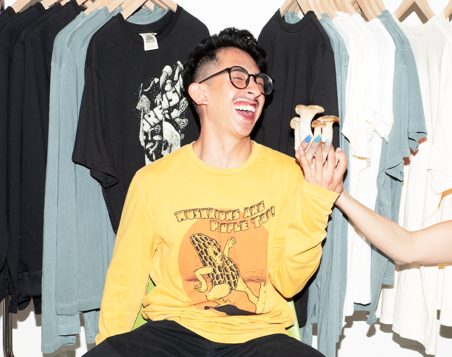 Mushrooms Are People Too Tee Long Sleeve, Yellow