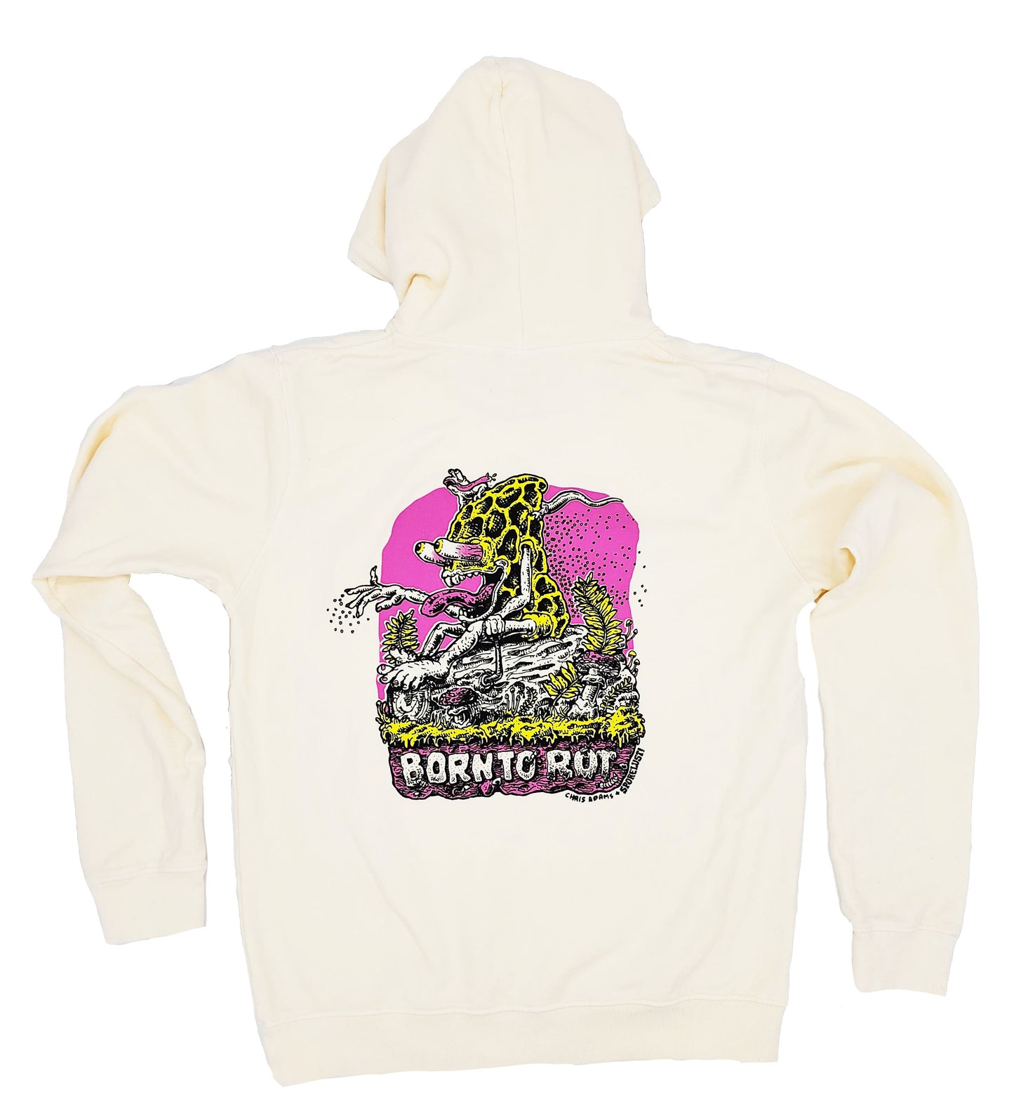Born To Rot Hoodie, Neon & Cream