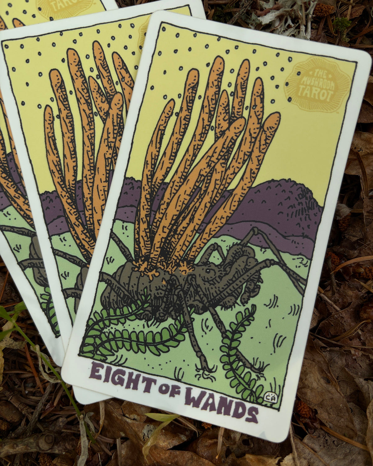 The Mushroom Tarot 8 of Wands Sticker