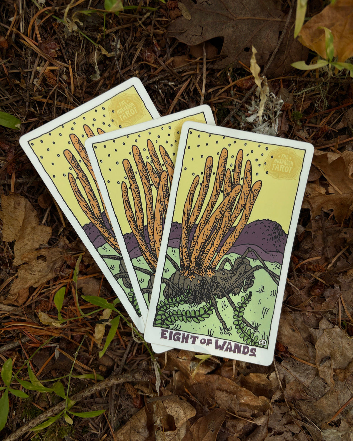 The Mushroom Tarot 8 of Wands Sticker