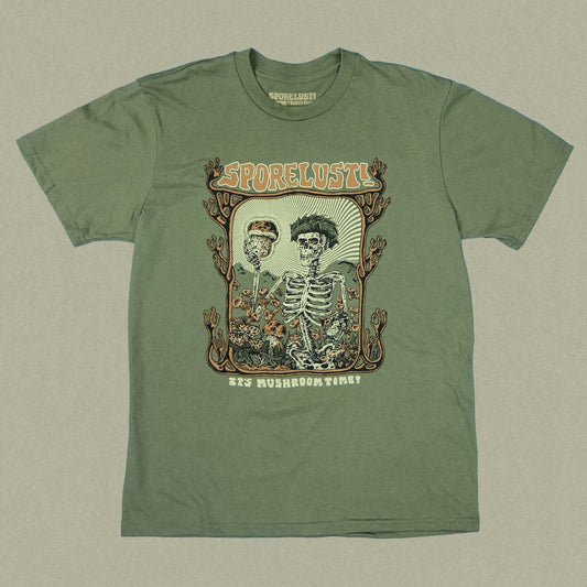American Beauty Skeleton Mushroom Tee