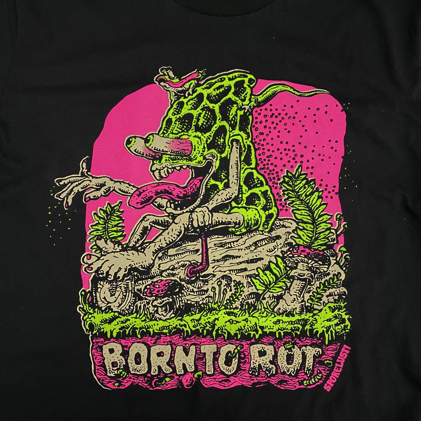 NEW Born to Rot Morel Mushroom Black Crew Neck T-Shirt