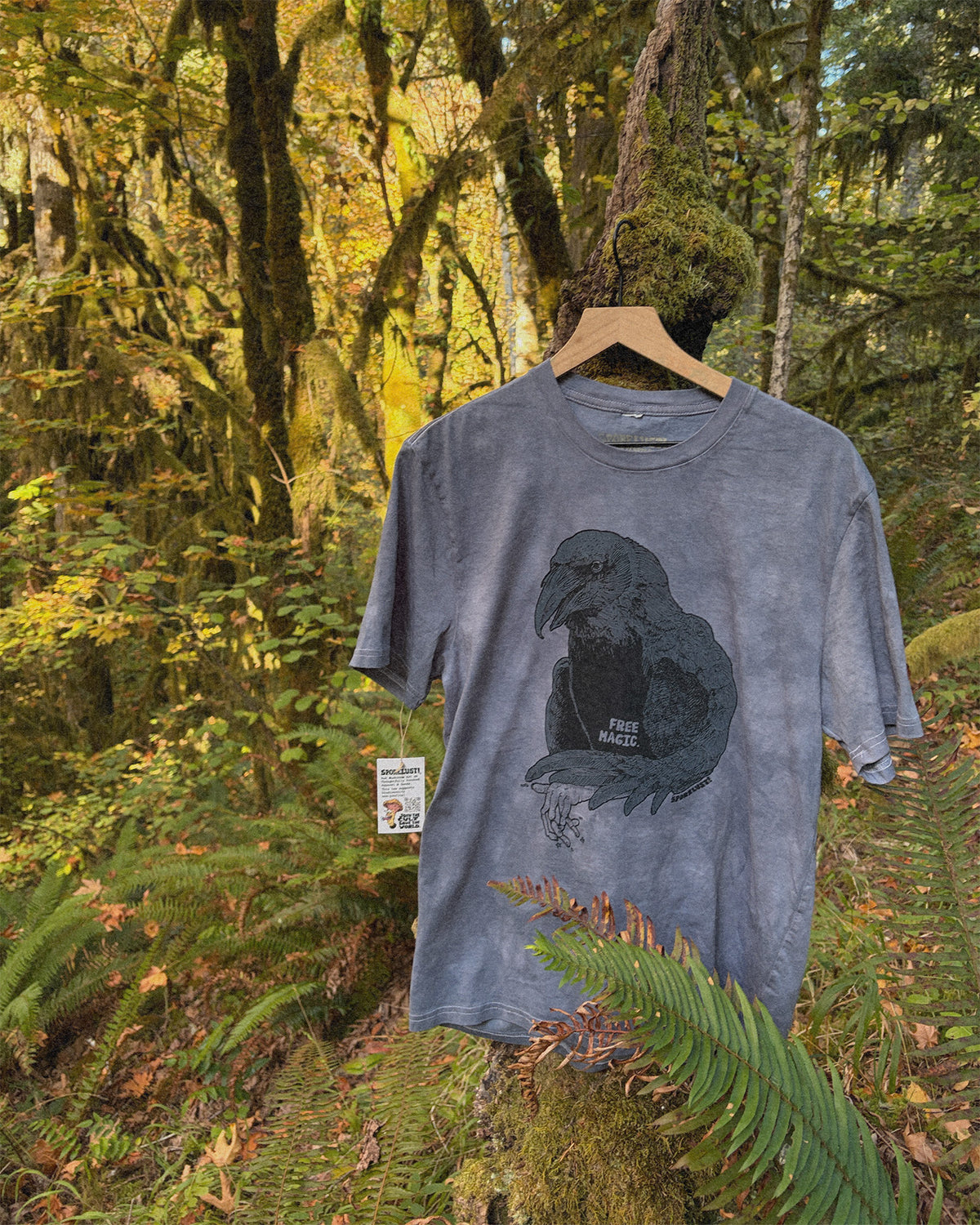 Free Magic Raven T-shirt, Limited Garment Dye