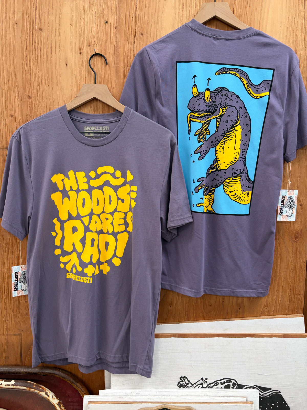 The Woods Are Rad Deranged Newt, Purple Organic Cotton T-Shirt
