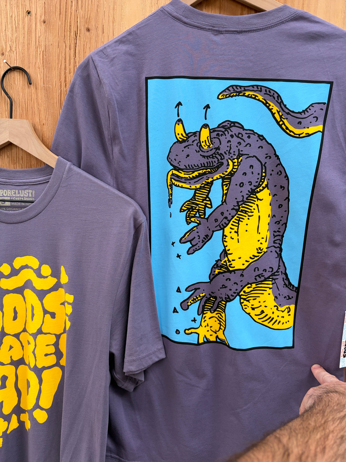 The Woods Are Rad Deranged Newt, Purple Organic Cotton T-Shirt