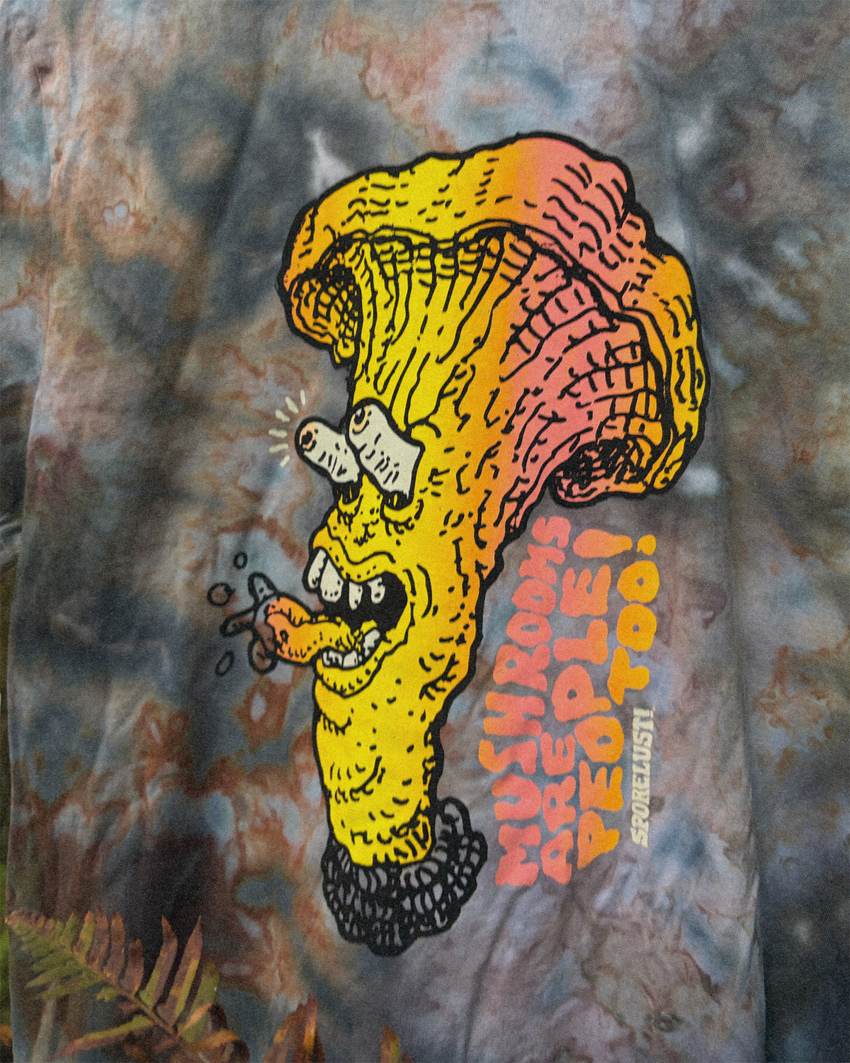 Mushrooms Are People Too Chanterelle T-shirt, Limited Ice Dye