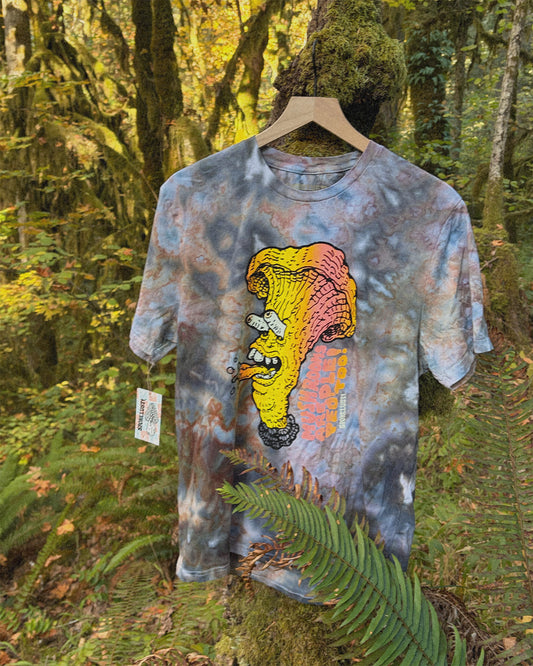 Mushrooms Are People Too Chanterelle T-shirt, Limited Ice Dye