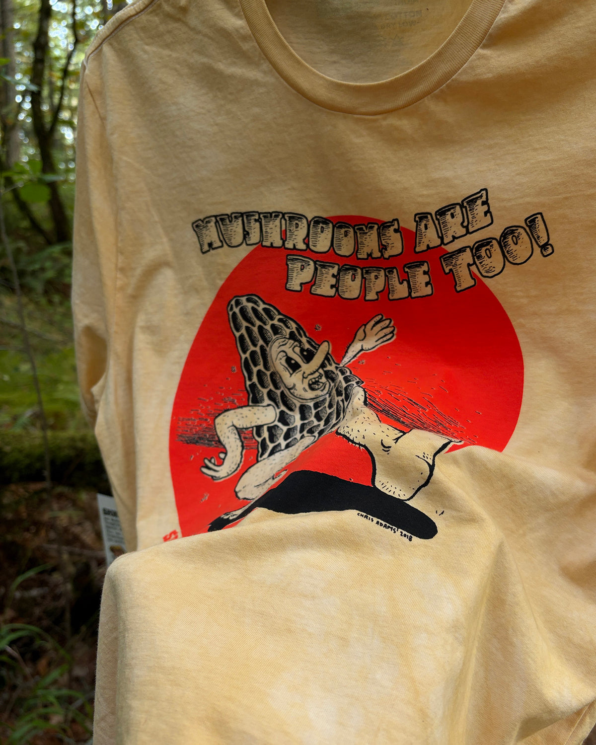 Mushrooms Are People Too Morel T-Shirt, Limited Organic Cotton Tub Dye