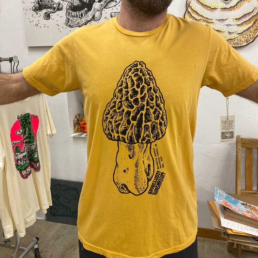 Sporelust! Fungarium Oregon Morel Tee, Yellow Cotton