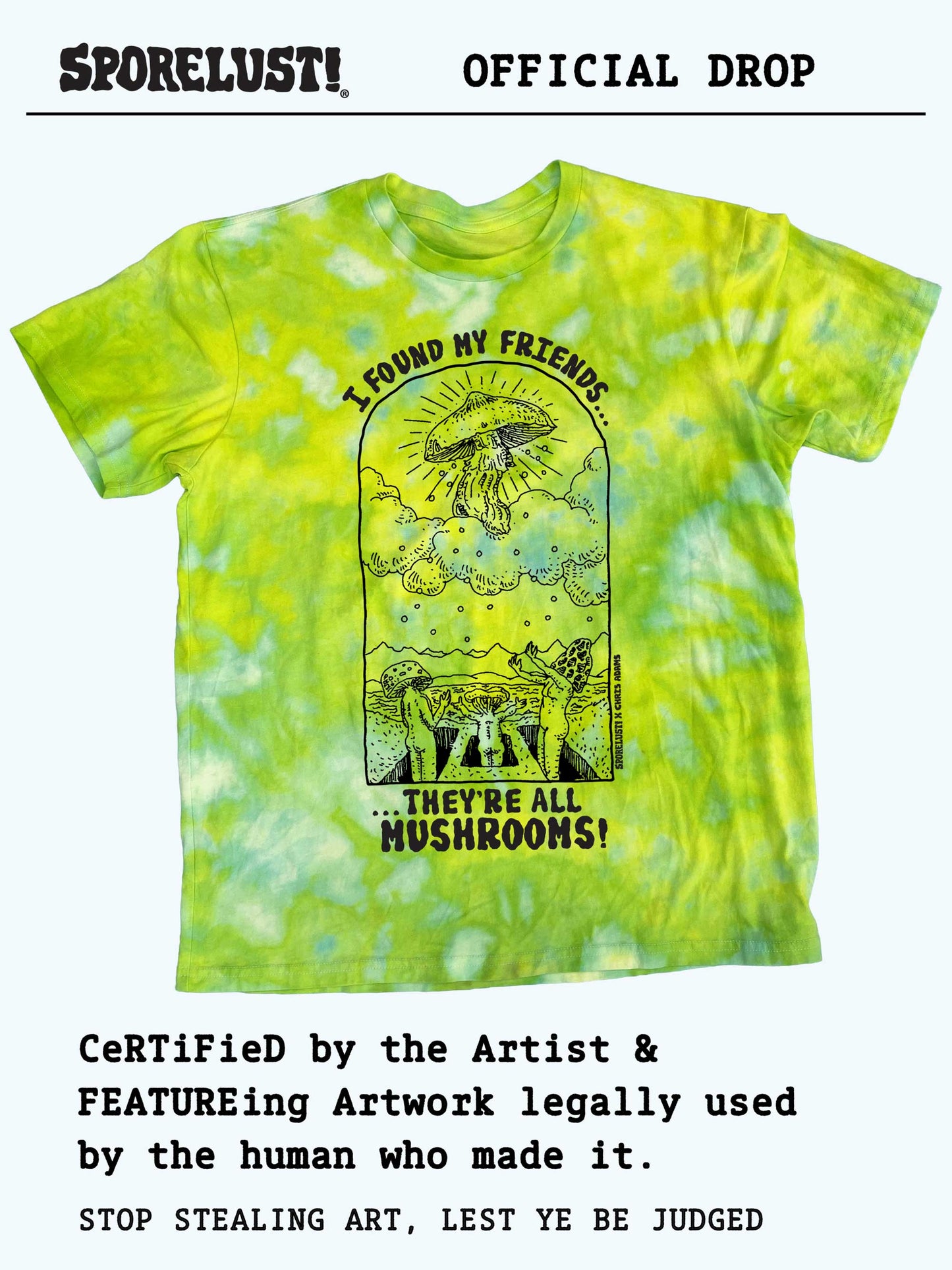 PREORDER Friends Mushroom T-Shirt | Limited Hand Printed & Dyed on Organic Cotton