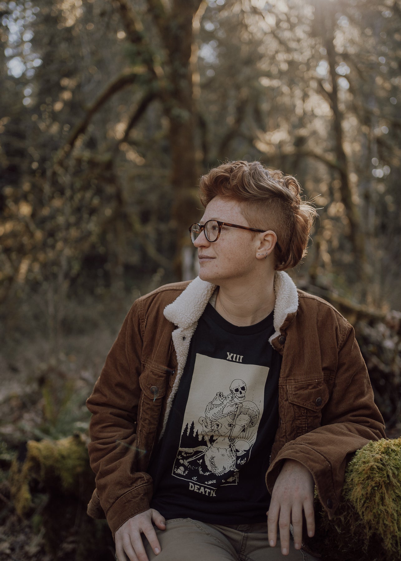 Mushroom Tarot Death Card Shirt, Black Organic Cotton