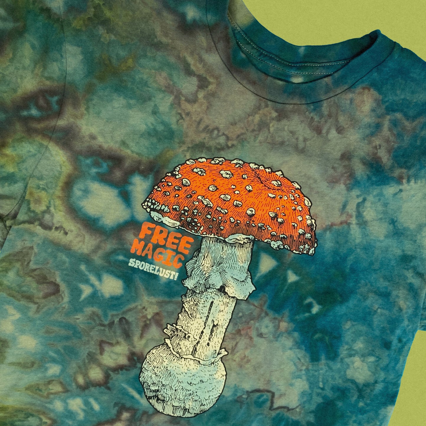 NEW Free Magic Amanita T-Shirt, Limited Organic Cotton Tie Dye