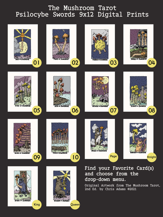 Psilocybe Swords Digital Art Print from The Mushroom Tarot