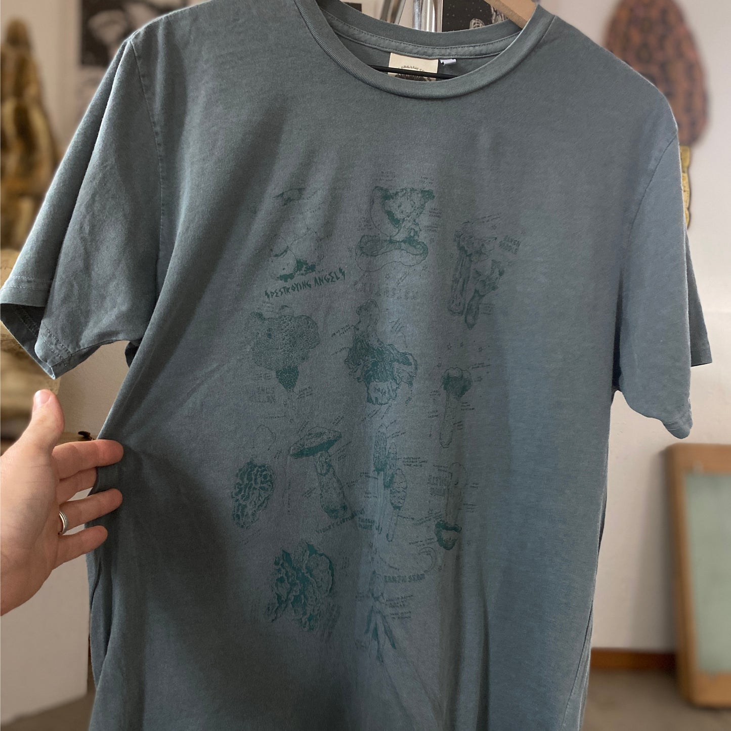 Field Notes Mushroom Tee, Green and Green Organic Cotton