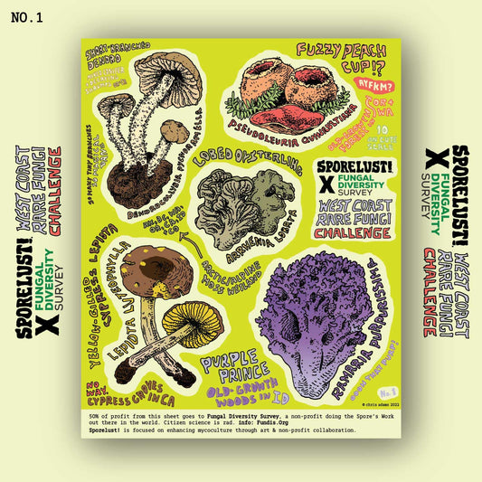 Rare West Coast Fungi Sticker Sheet No. 1