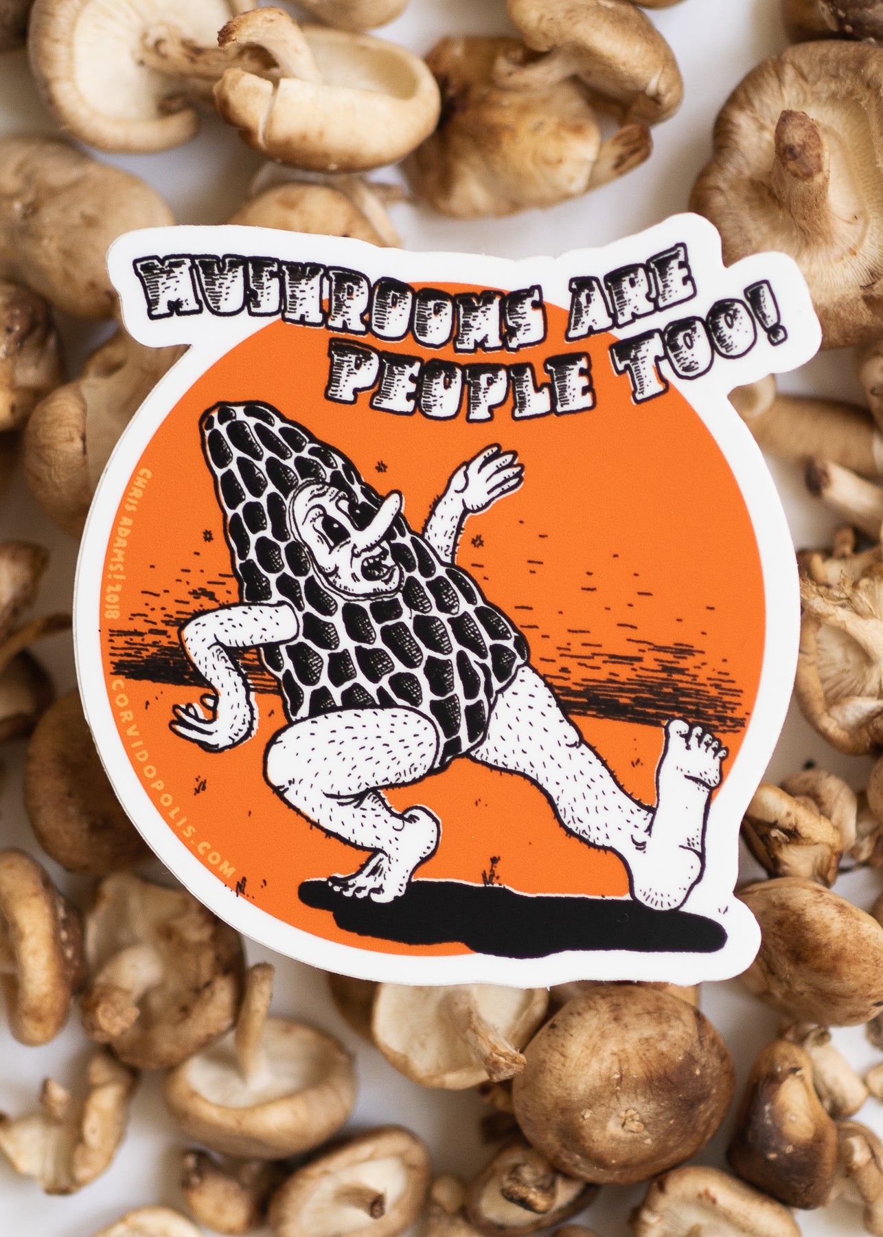 Mushrooms Are People Too Retro Sticker
