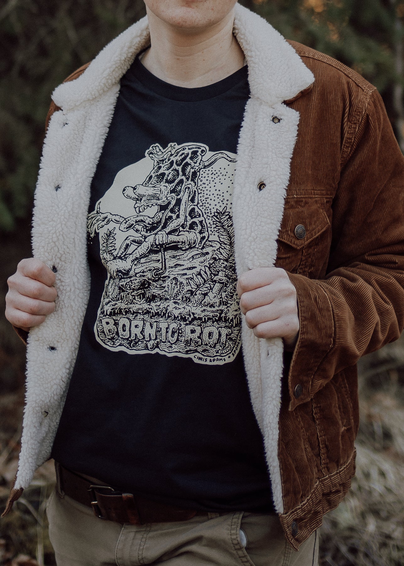 Born To Rot Tee, Bone & Black