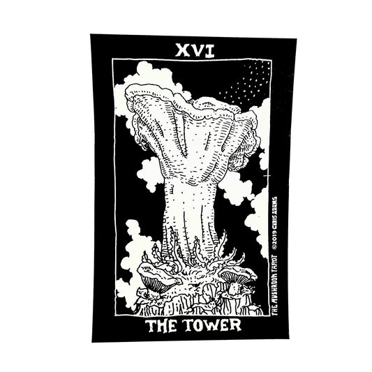 The Mushroom Tarot Tower Card Sticker
